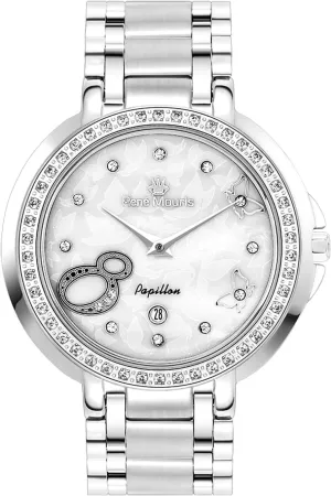 - 50M Waterproof Wrist Watches with 316L Stainless Steel Band. Ren?? Mouris Papillion Watches for Women - 36MM 316L Stainless Steel Luxury Watch - Sapphire ductless rupture Coated Mineral Crystal 