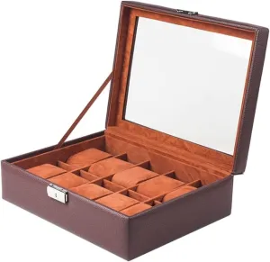 * 9.5cm) Watch Case Watch Organizer Display Elegant PU Leather 10 Slots Watch Storage Box 10 Grid Jewelry Display Holder Watch Box/413 (Color : Black Size : 30 * 23 * 9.5cm) (Brown 30 * winner sound focus 23 