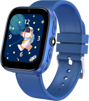 - crest 1.54" Touch Screen Watch with Camera, 31 Games, Music, Pedometer, Flashlight, Alarm Clock,Learning Cards, Storybook, Metal Case Gift for Children Age 4-10 (Blue) Smart Watch for Kids Girls Boys 