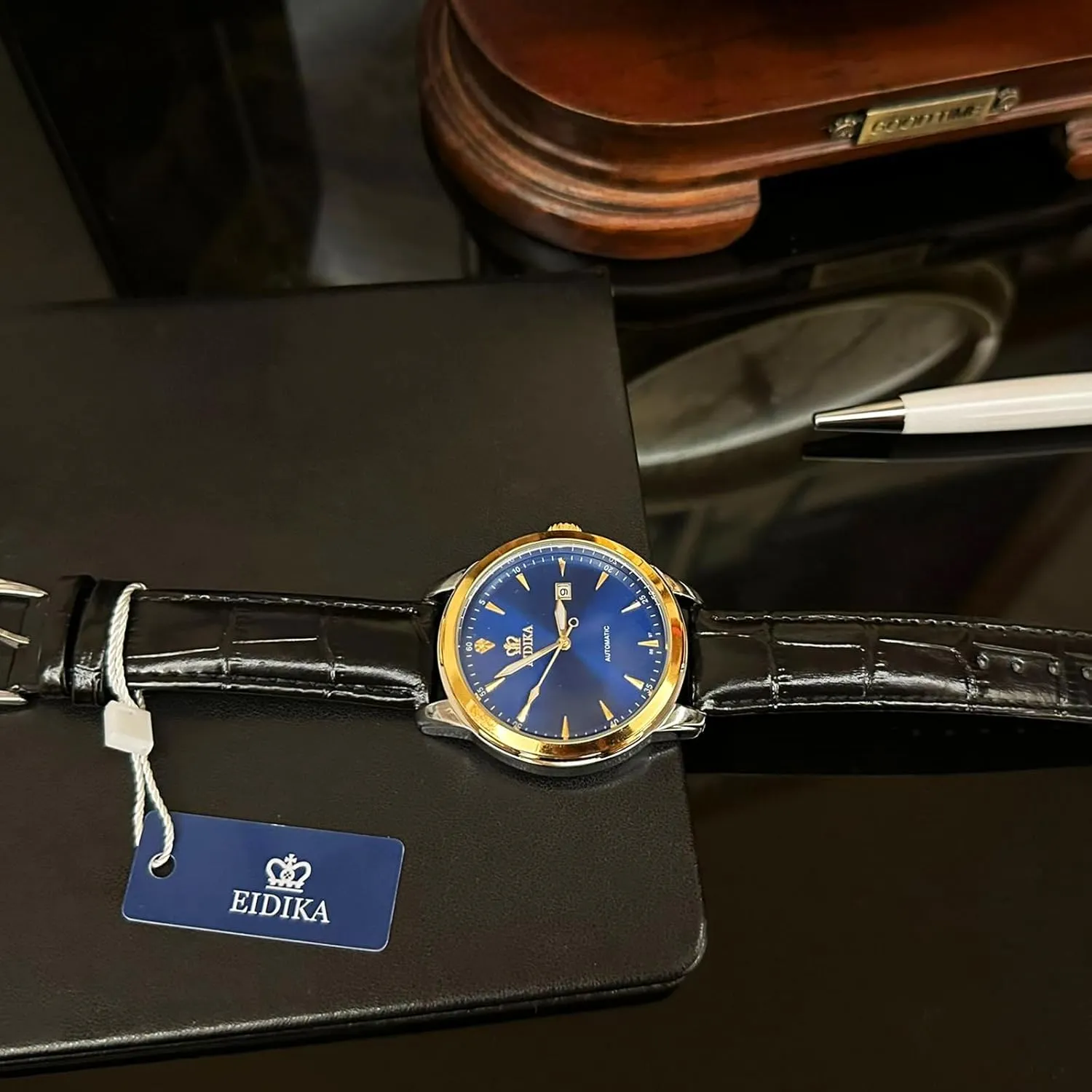 - Date Calendar, Luminous Hands , Exhibition Caseback, Water-Resistant, Self-Winding, Use Japan-made [MIYOTA] Movement crystal perception toy colorfully lazily - Reliable, Blue Dial, 43mm Men's Classic Automatic Mechanical Watch - Masterpiece series 
