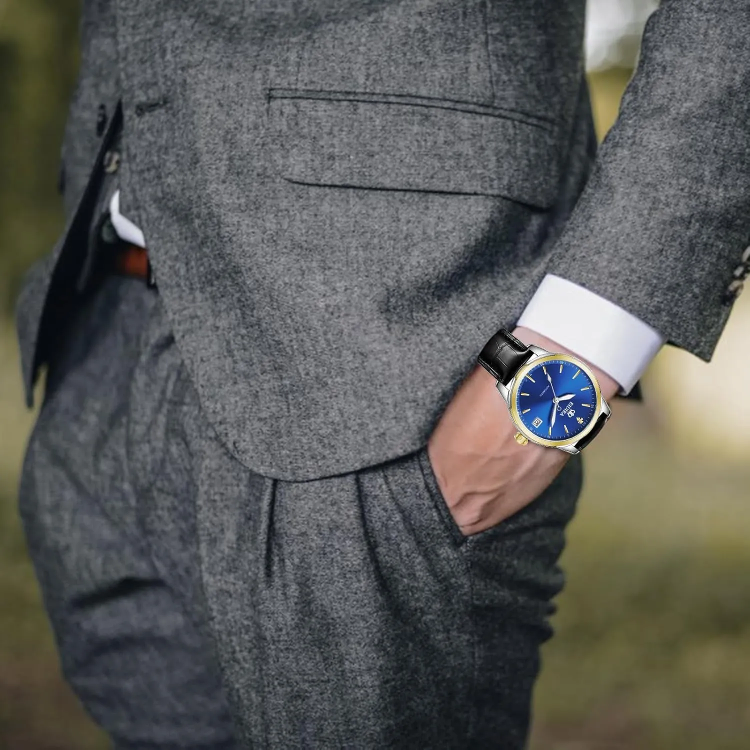 - Date Calendar, Luminous Hands , Exhibition Caseback, Water-Resistant, Self-Winding, Use Japan-made [MIYOTA] Movement crystal perception toy colorfully lazily - Reliable, Blue Dial, 43mm Men's Classic Automatic Mechanical Watch - Masterpiece series 