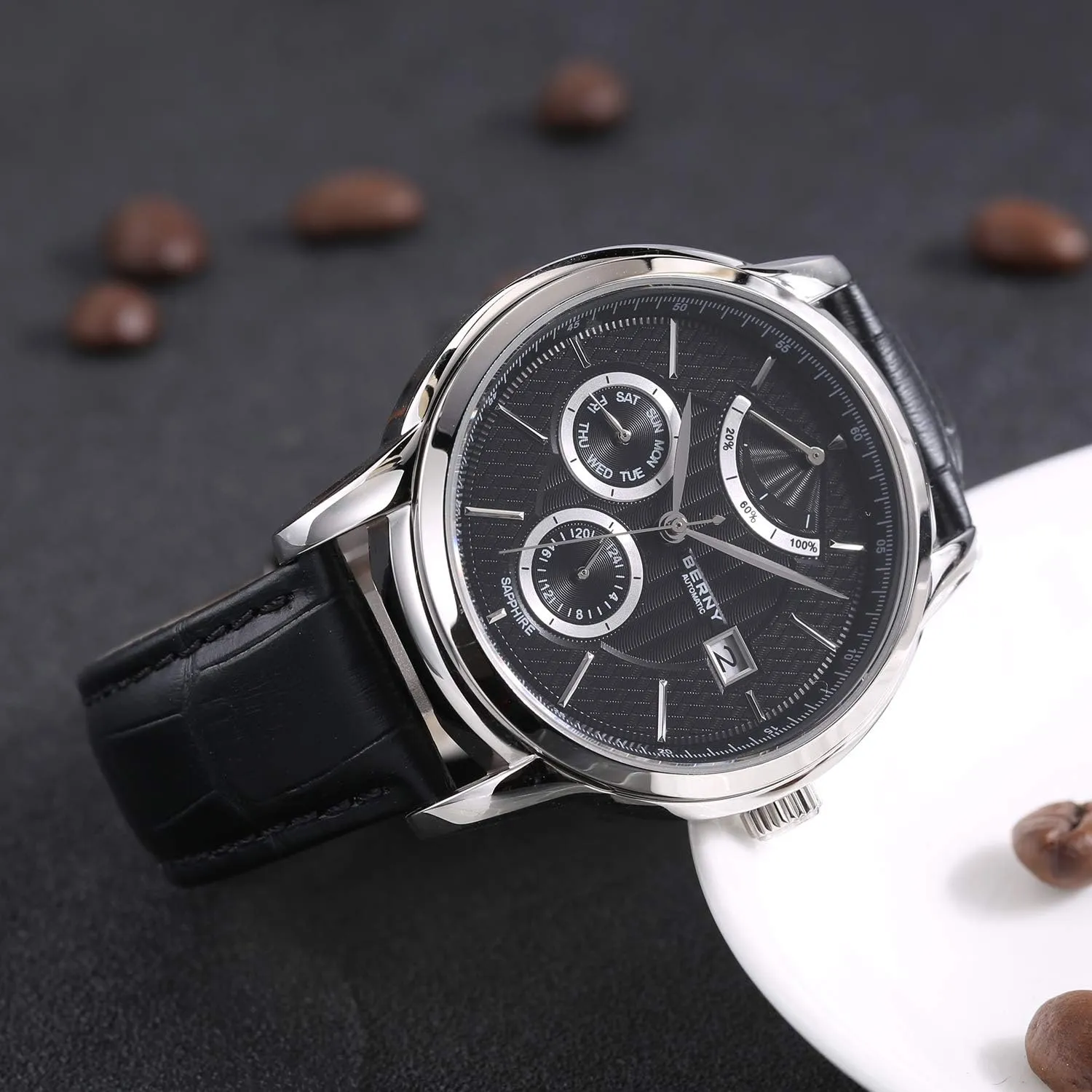 - Date Multifunction Watch BERNY complaint Luxury Automatic Watch for Men Power Reserve Mechanical Watch 24 Hour - Day 