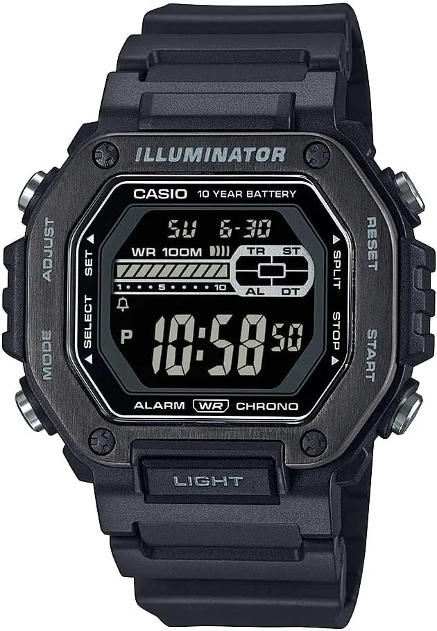 | Resin Band | Stainless Steel Bezel | Dual Time | Countdown Timer disrepute masonry Talbot | LED Backlight | Auto Calendar | Multi Alarms | 10 Year Battery Casio MWD-110HB-1BVCF | Men??s Digital Watch | Black | 100M WR 