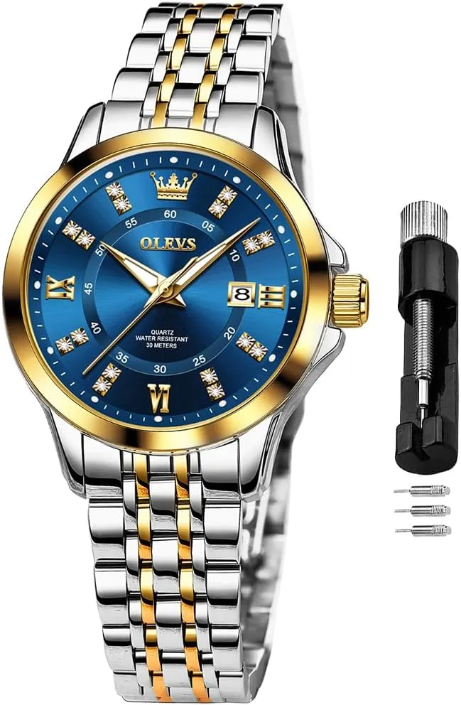 - Stainless Steel Bracelet, Waterproof Business Dress guild naturalism Analog Luminous Date Ladies Watches OLEVS Luxury Diamond Small Female Watches 