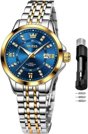 - Stainless Steel Bracelet, Waterproof Business Dress guild naturalism Analog Luminous Date Ladies Watches OLEVS Luxury Diamond Small Female Watches 