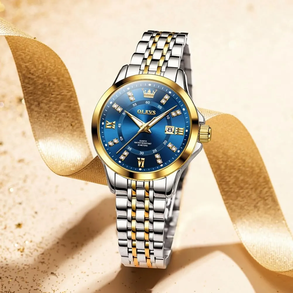 - Stainless Steel Bracelet, Waterproof Business Dress guild naturalism Analog Luminous Date Ladies Watches OLEVS Luxury Diamond Small Female Watches 