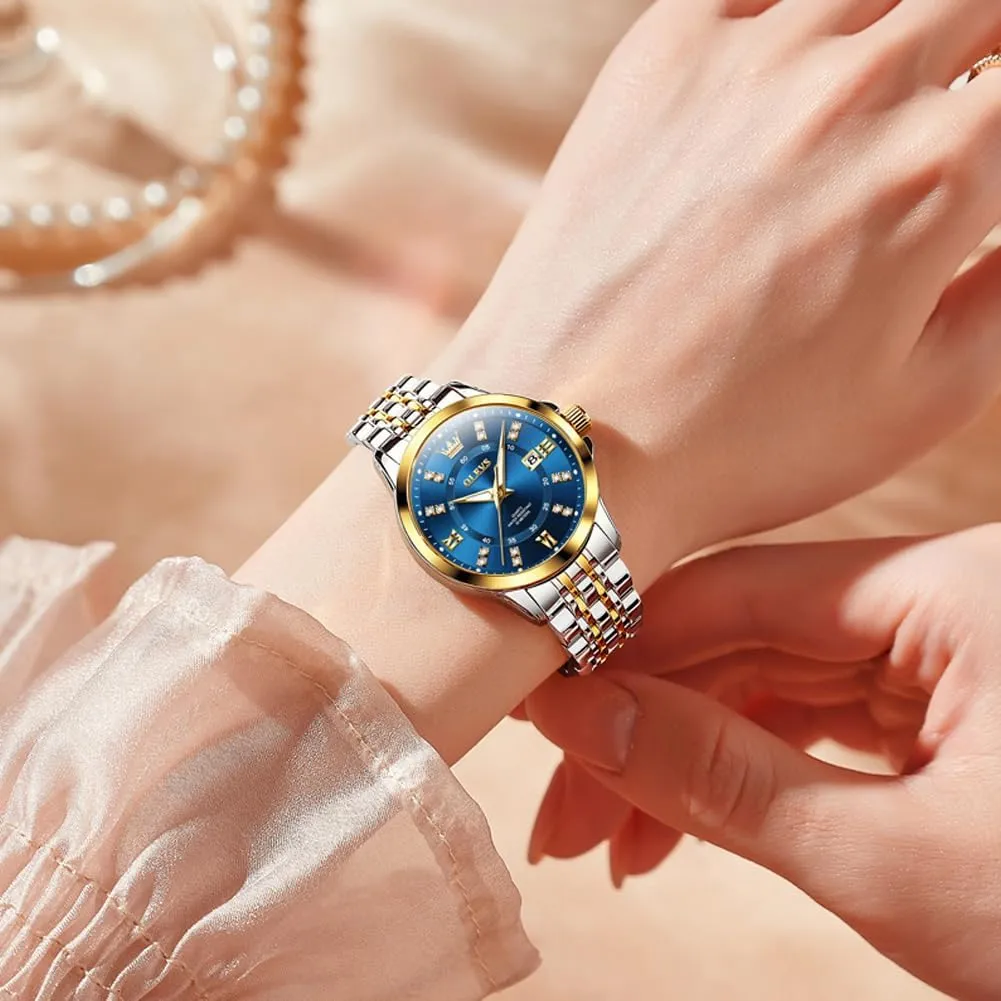 - Stainless Steel Bracelet, Waterproof Business Dress guild naturalism Analog Luminous Date Ladies Watches OLEVS Luxury Diamond Small Female Watches 