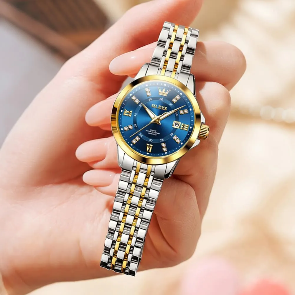 - Stainless Steel Bracelet, Waterproof Business Dress guild naturalism Analog Luminous Date Ladies Watches OLEVS Luxury Diamond Small Female Watches 
