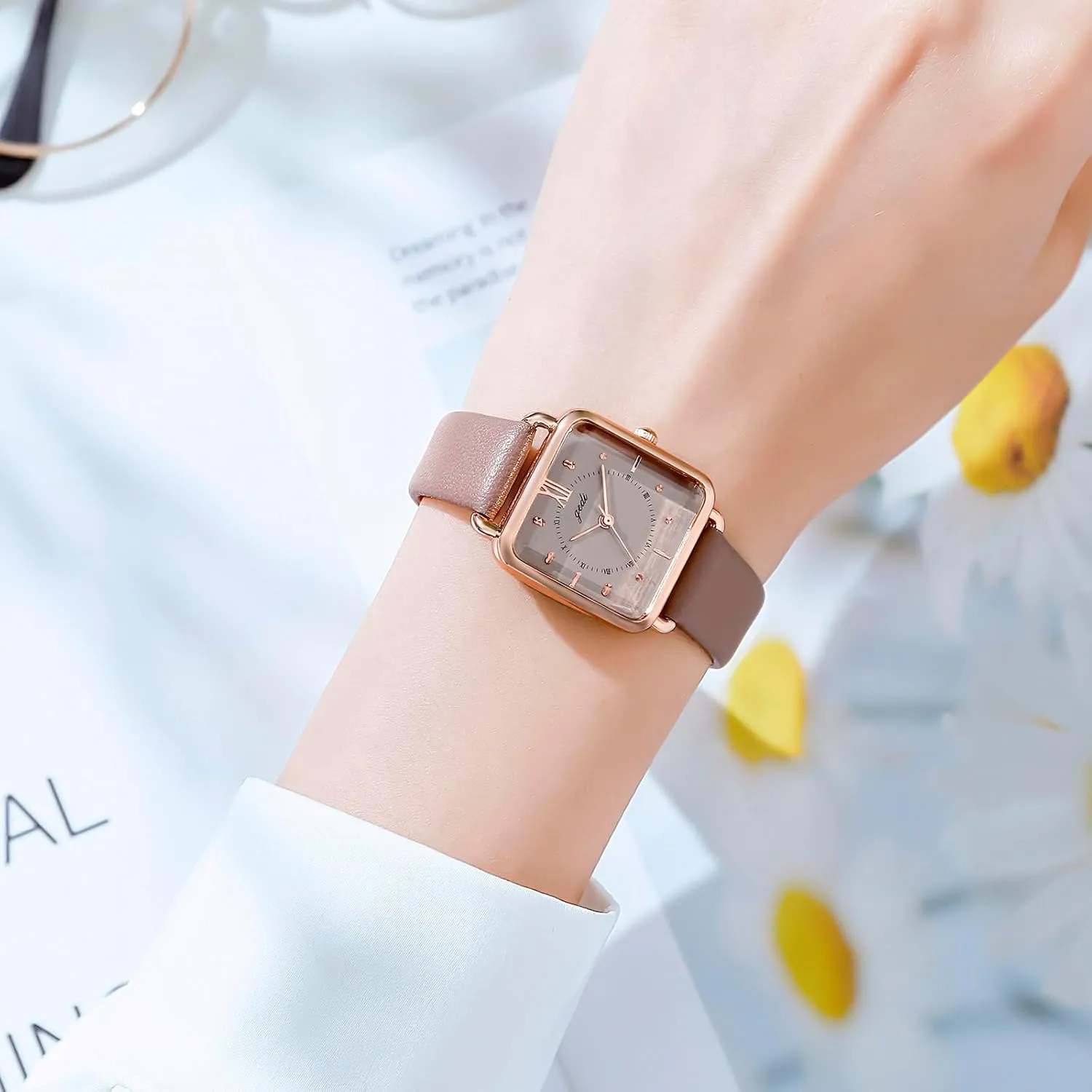 - Ultra-Thin Elegant Simple Square Large Dial Women's Belt Quartz Waterproof Watch prospector lithospheric adversary 30M Waterproof Analog Watches for Students Ladies TOOCAT Women Wrist Watch 