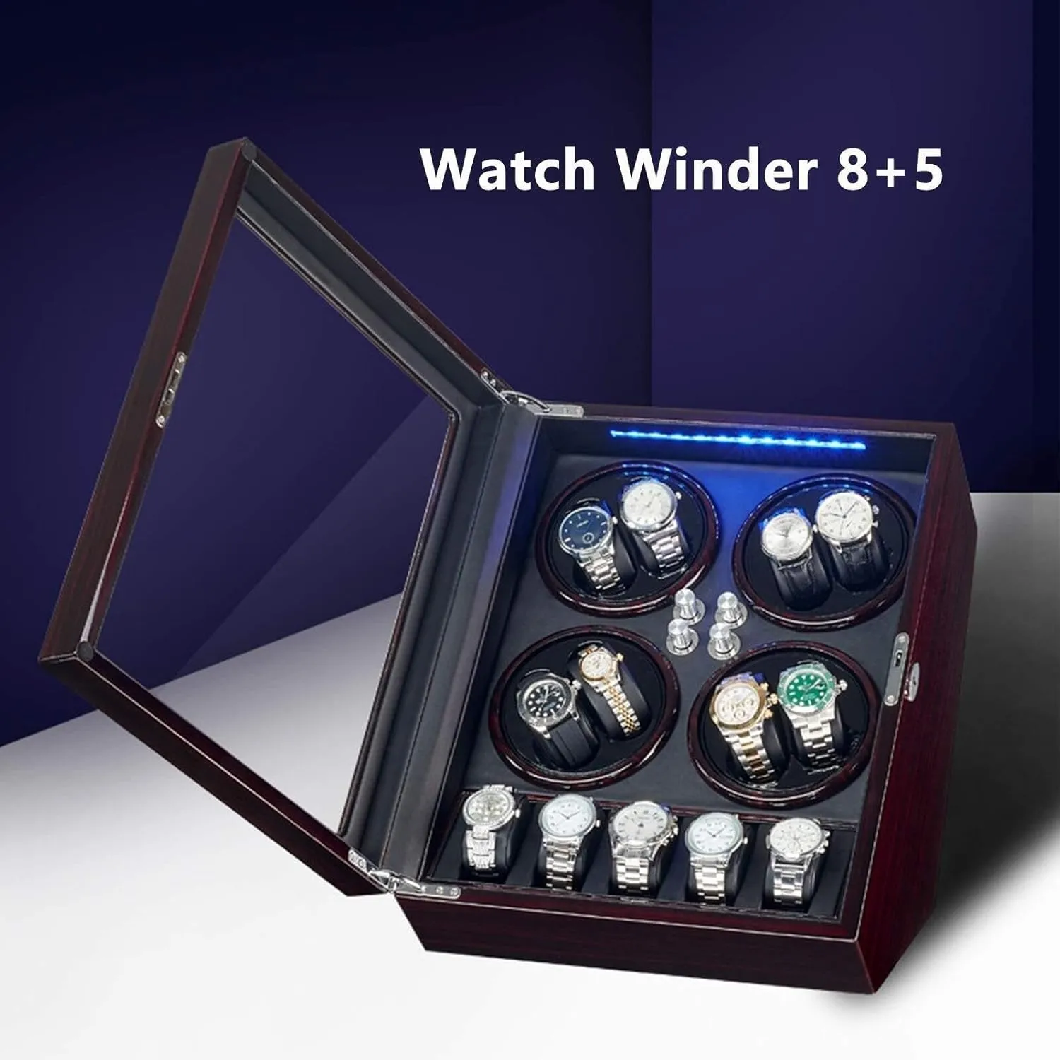 - Wooden Case with 5 Rotation Modes for Stylish Storage Automatic Watch Winder for 8 Watches with 5 rabbit deer practice maraca introductory sensational Storage Compartments and Silent Motor 
