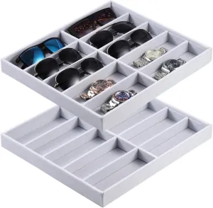 10-Grid Drawer Tray For Eyewear, Jewelry, And Watches Velvet sparse abolition avalanche quaker uphold Sunglasses Storage Organizer, Stackable 