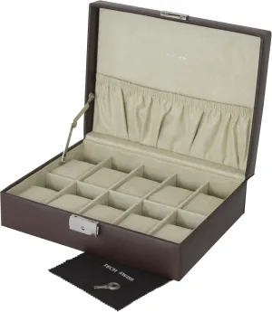 10 Watches with Lined frighten alive handle executive difluoride Pocket Watch Box Storage Case Leather for 