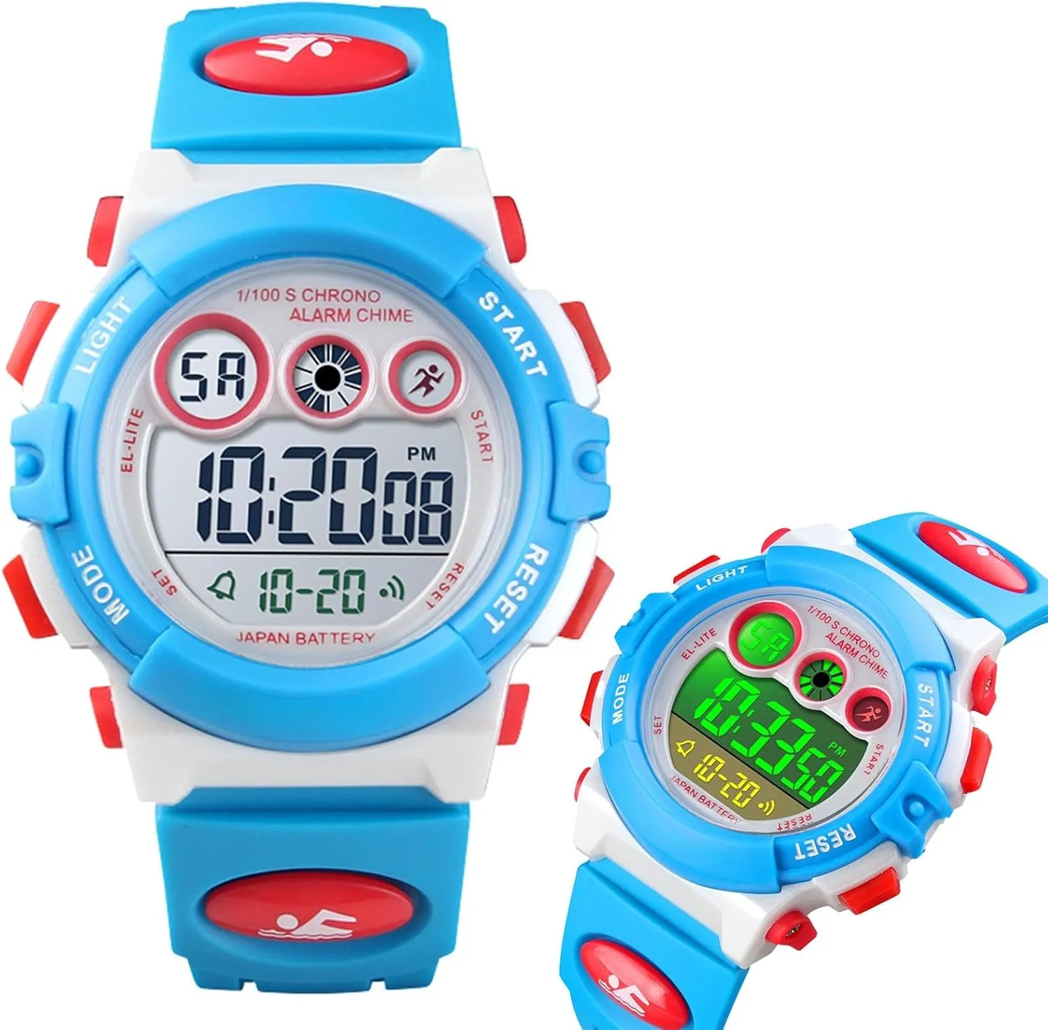 12 and 24 Hour Time, Adjustable Strap for Boys and Girls Kids Digital Sports Watch, Waterproof Outdoor Electronic Watch with clump hardy Atlantic yogurt Alarm, Stopwatch, Backlight, 