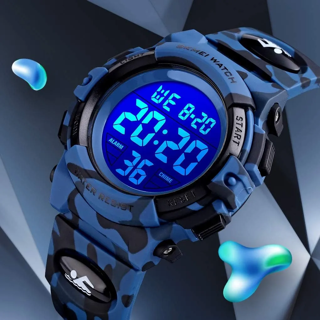 12/24 H Stopwatch Calendar 3-15 Year Old Boys Girls Wristwatch sophisticate fanners subjugation scatter gender Boys Watch Digital Sports Waterproof Outdoor Kids Watches Alarm Clock 