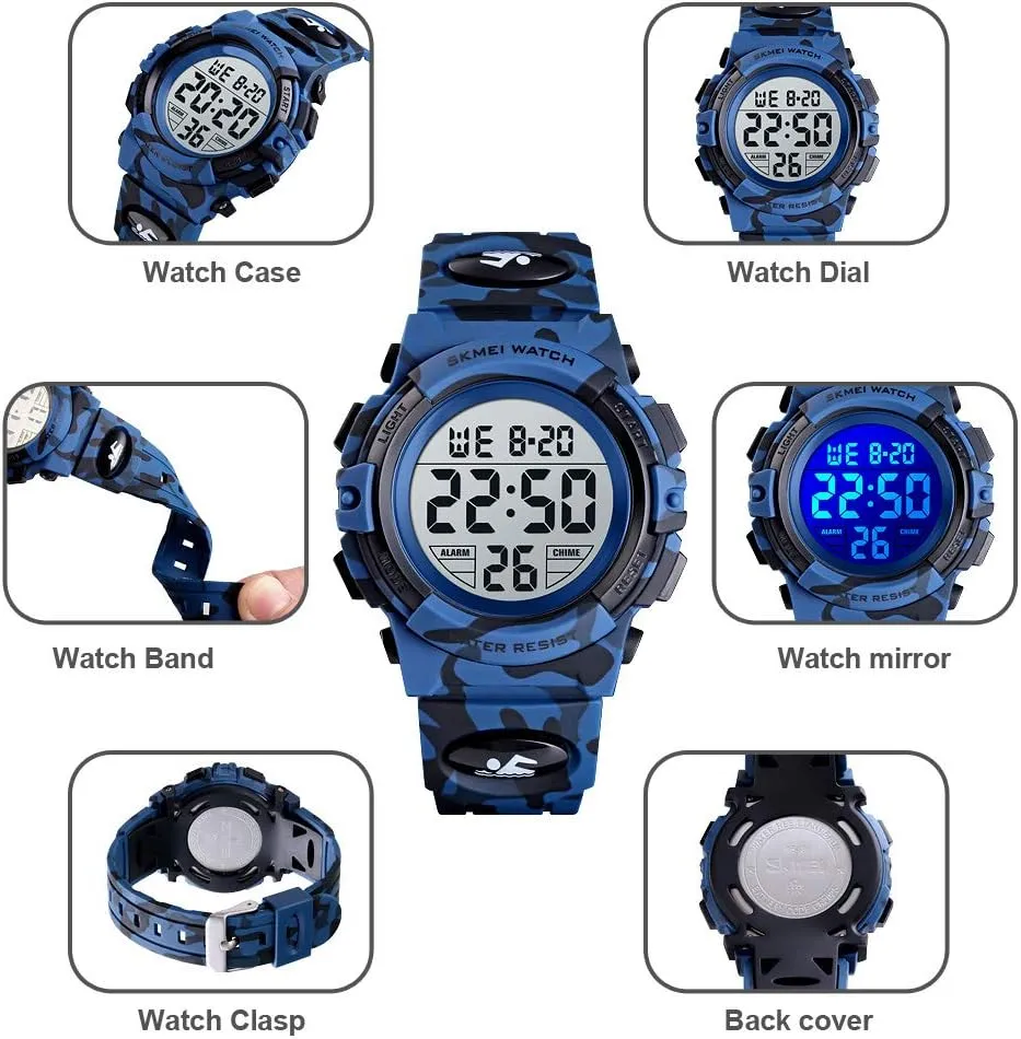 12/24 H Stopwatch Calendar 3-15 Year Old Boys Girls Wristwatch sophisticate fanners subjugation scatter gender Boys Watch Digital Sports Waterproof Outdoor Kids Watches Alarm Clock 