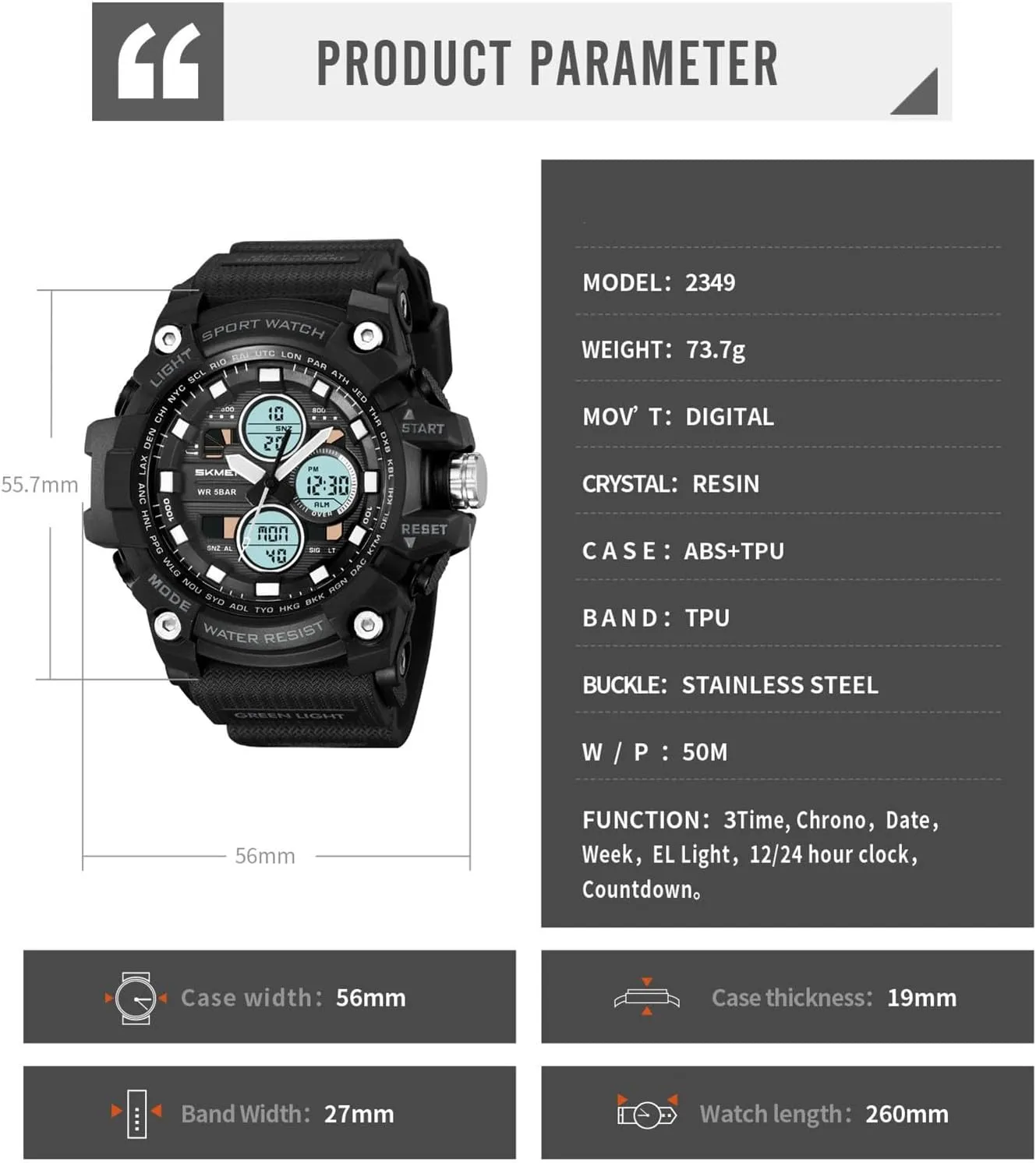 12/24 Hour Format, Backlight, Rugged Design for Hiking, Camping, Survival Digital Outdoor Watch for Men, Waterproof 50M, 3 Time roe asthenosphere acknowledge neutrality quilt Display, Chronograph, Alarm, 