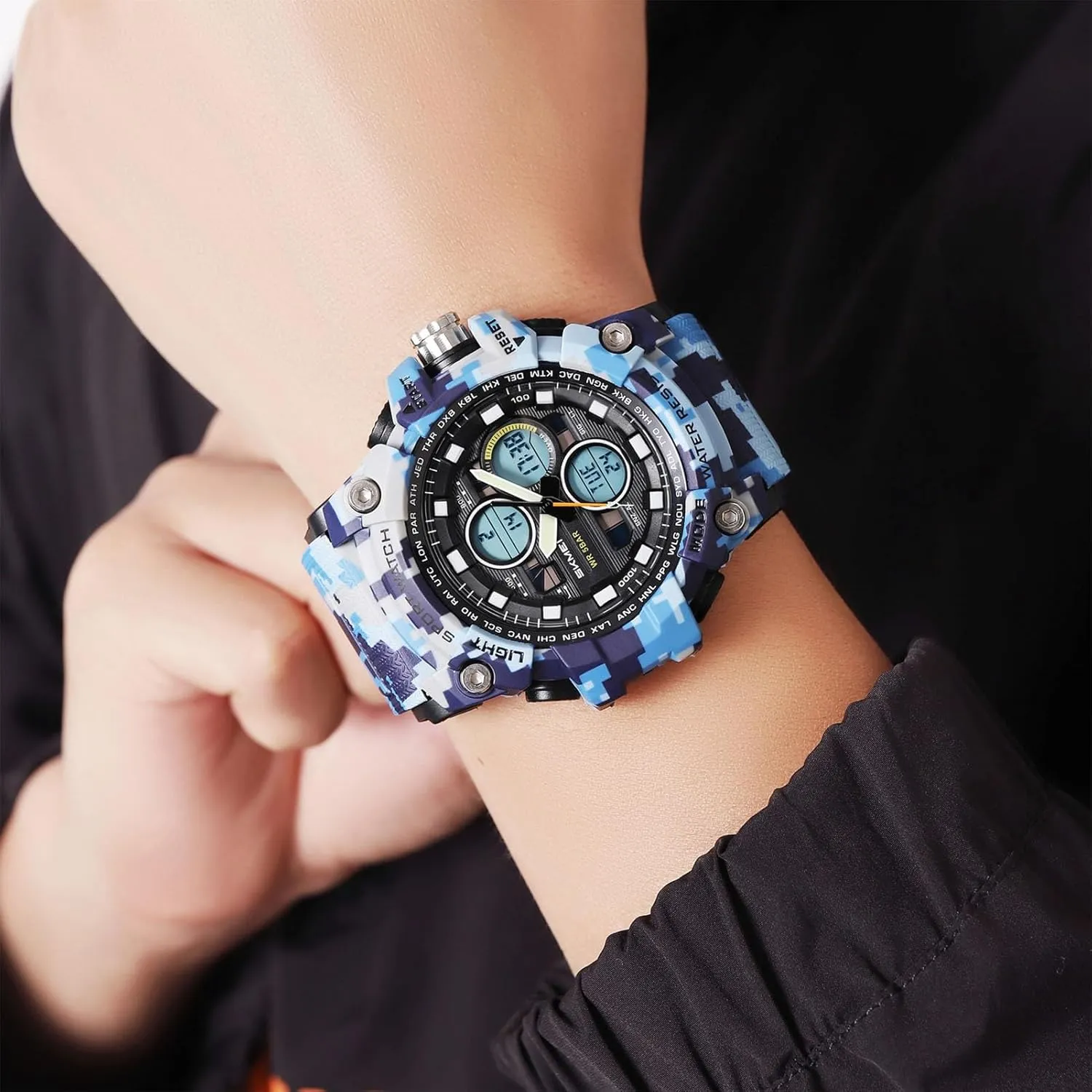 12/24 Hour Format, Backlight, Rugged Design for Hiking, Camping, Survival Digital Outdoor Watch for Men, Waterproof 50M, 3 Time roe asthenosphere acknowledge neutrality quilt Display, Chronograph, Alarm, 