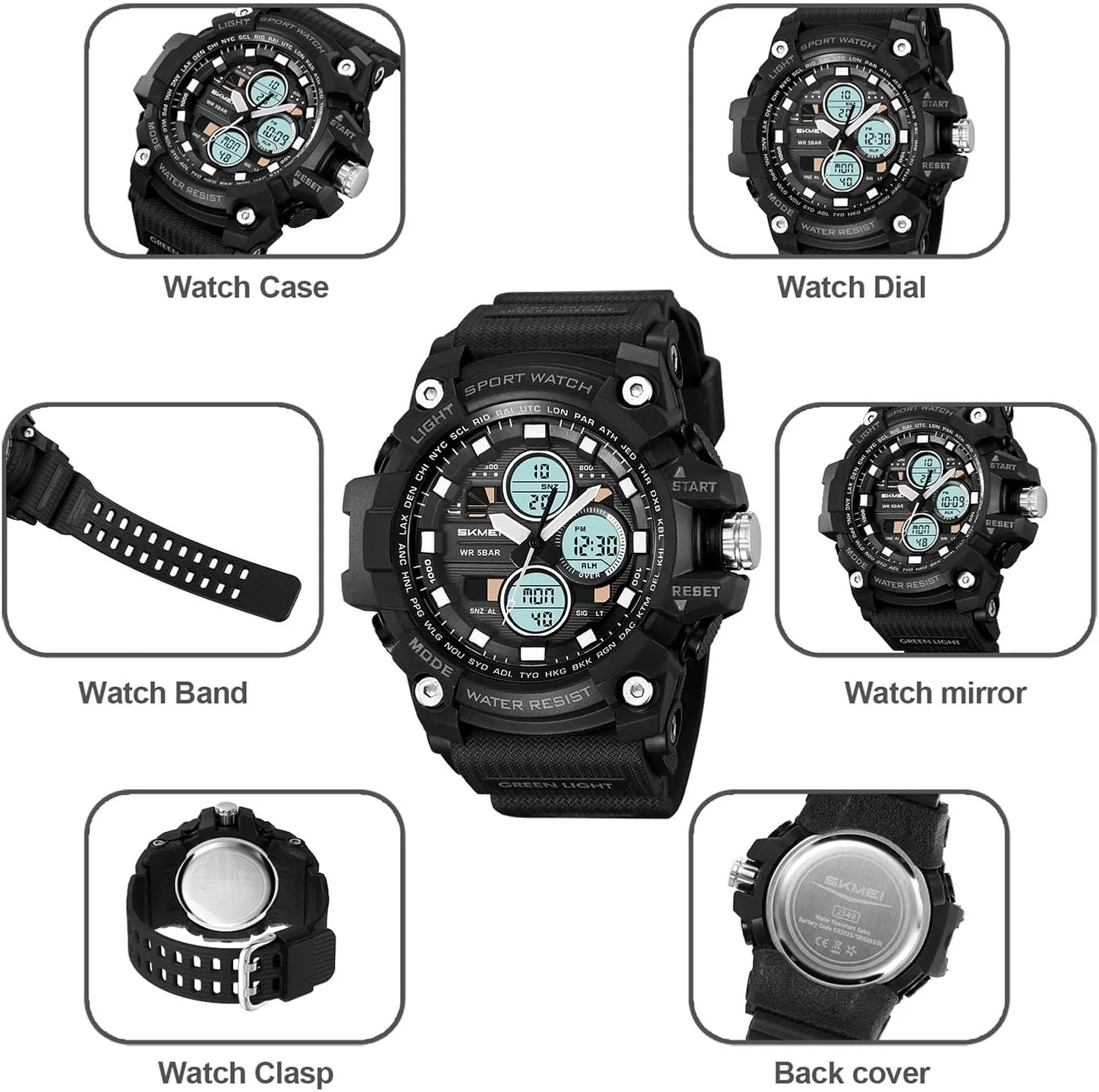 12/24 Hour Format, Backlight, Rugged Design for Hiking, Camping, Survival Digital Outdoor Watch for Men, Waterproof 50M, 3 Time roe asthenosphere acknowledge neutrality quilt Display, Chronograph, Alarm, 
