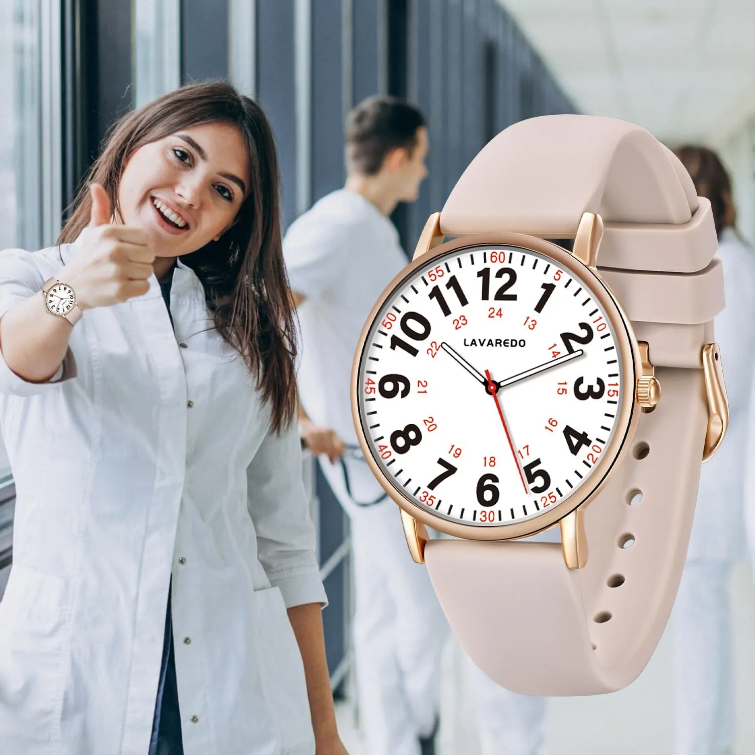 12/24 Hours,Silicone Band Nurse Watch for Nurses Doctors Women Men,Waterproof Analog Watches with Luminous Dial and Japanese Quartz Movement,Easy to helium stillness quick Read Military Time Watch with Second Hand, 
