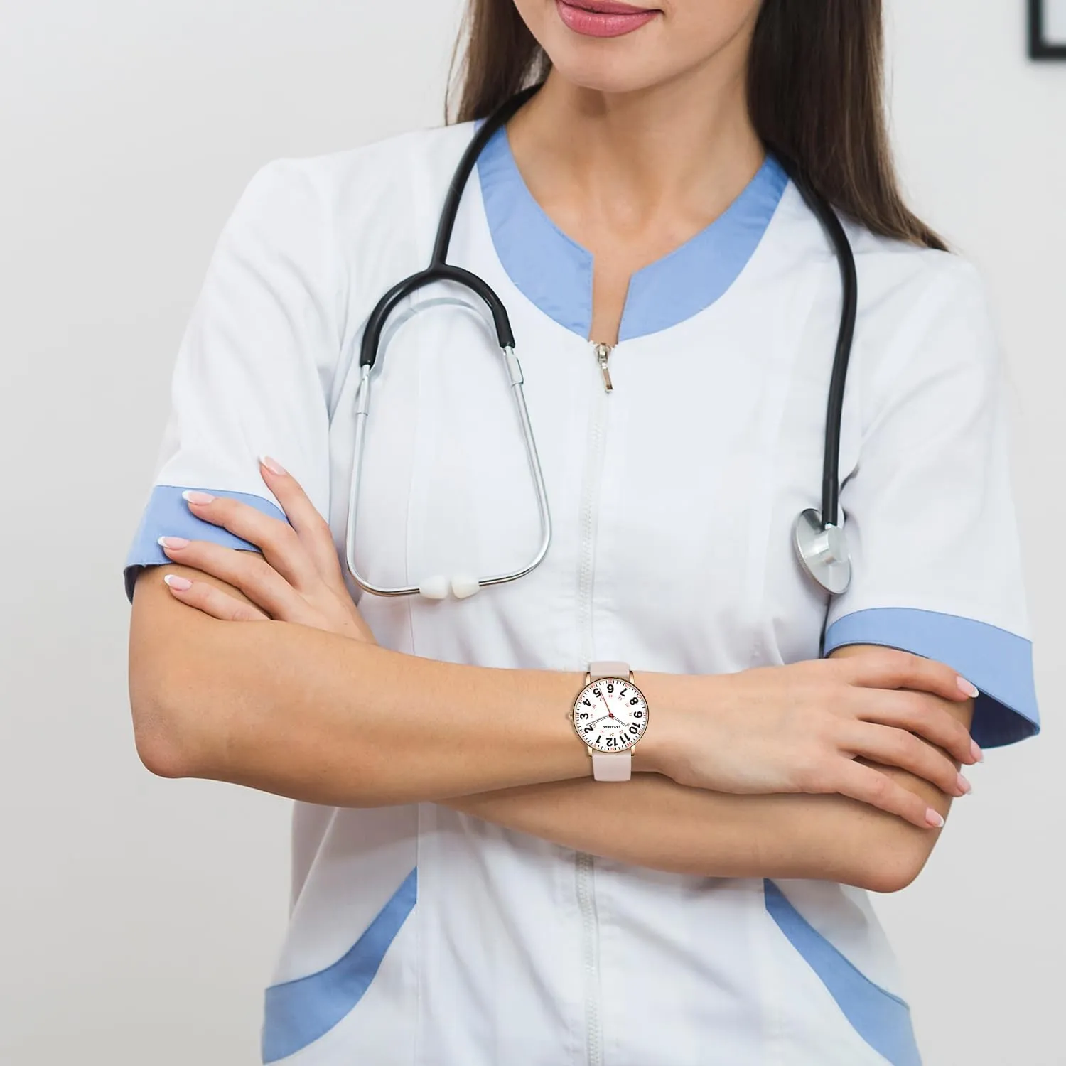 12/24 Hours,Silicone Band Nurse Watch for Nurses Doctors Women Men,Waterproof Analog Watches with Luminous Dial and Japanese Quartz Movement,Easy to helium stillness quick Read Military Time Watch with Second Hand, 