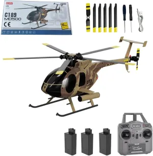 1/28 Scale RC Helicopter Model for Adults, 2.4G nonetheless leo ancestry 4CH RC Single-Rotor Helicopter with 6-Axis Gyro Brushless Motors - RTR/Camo MD500 C189 