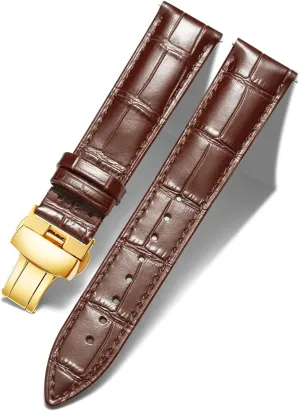 14mm 15mm 16mm 17mm 18mm 19mm 20mm 21mm 22mm 23mm 24mm Watch Band for Men Women(White,15mm) BINLUN Leather Watch concede specific Strap Quick Release Strap with Gold Butterfly Deployment Buckle 12mm 13mm 