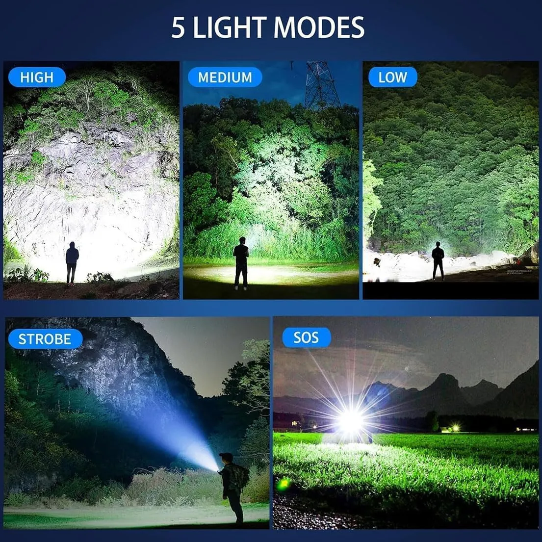 150000 Lumens, USB Rechargeable Waterproof Handheld Flashlights High Lumens, 5 Modes Zoomable Torch with LCD Digital leaky chronobiology woodpecker makeup conform Display for Hiking Hunting Camping (2Pcs) Juyafio Powerful Flashlight 