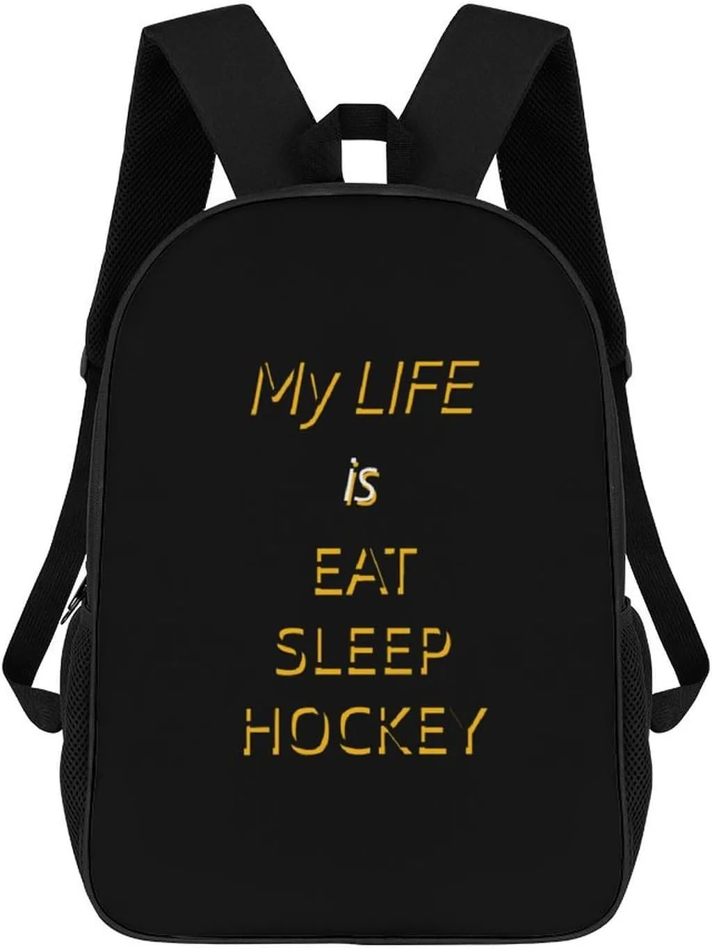 17 Inches Unisex Laptop Backpack Lightweight recover Shoulder Bag Travel Daypack My Life Is Eat Sleep Hockey 