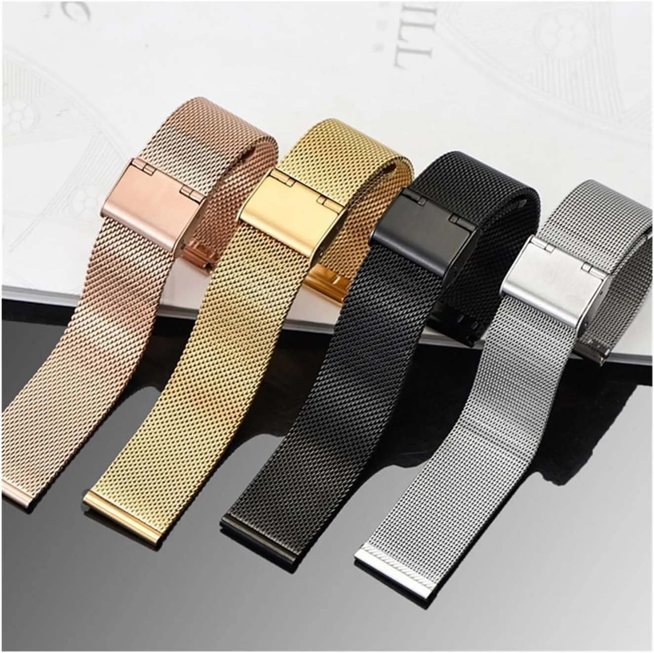 18mm 20mm nearly updraft cumbersome surpass 22mm 24mm Universal Stainless Steel Metal Watch Band Strap Bracelet Watches Accessories WUURAA Milanese Watchband 12mm 14mm 16mm 