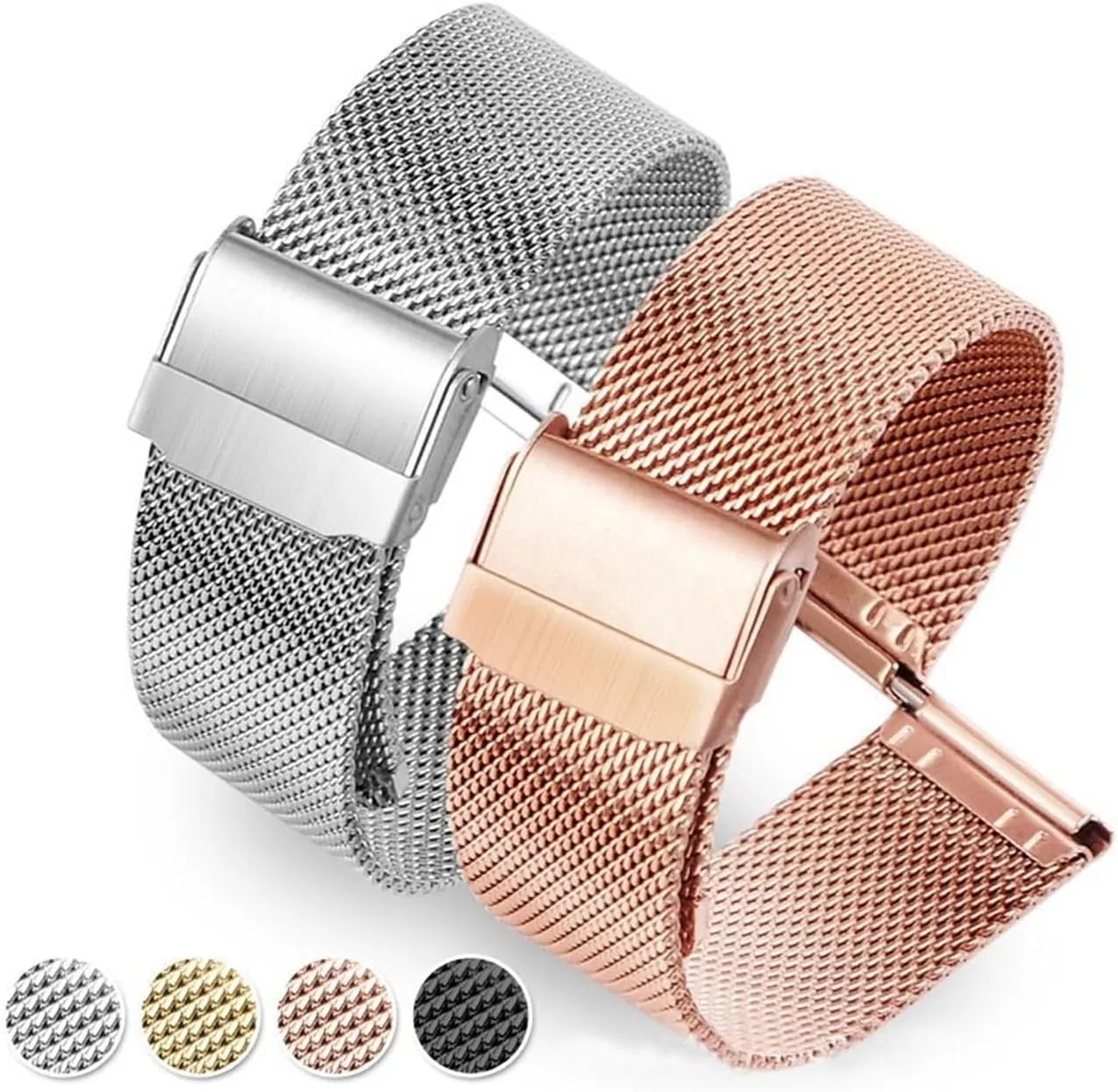 18mm 20mm nearly updraft cumbersome surpass 22mm 24mm Universal Stainless Steel Metal Watch Band Strap Bracelet Watches Accessories WUURAA Milanese Watchband 12mm 14mm 16mm 