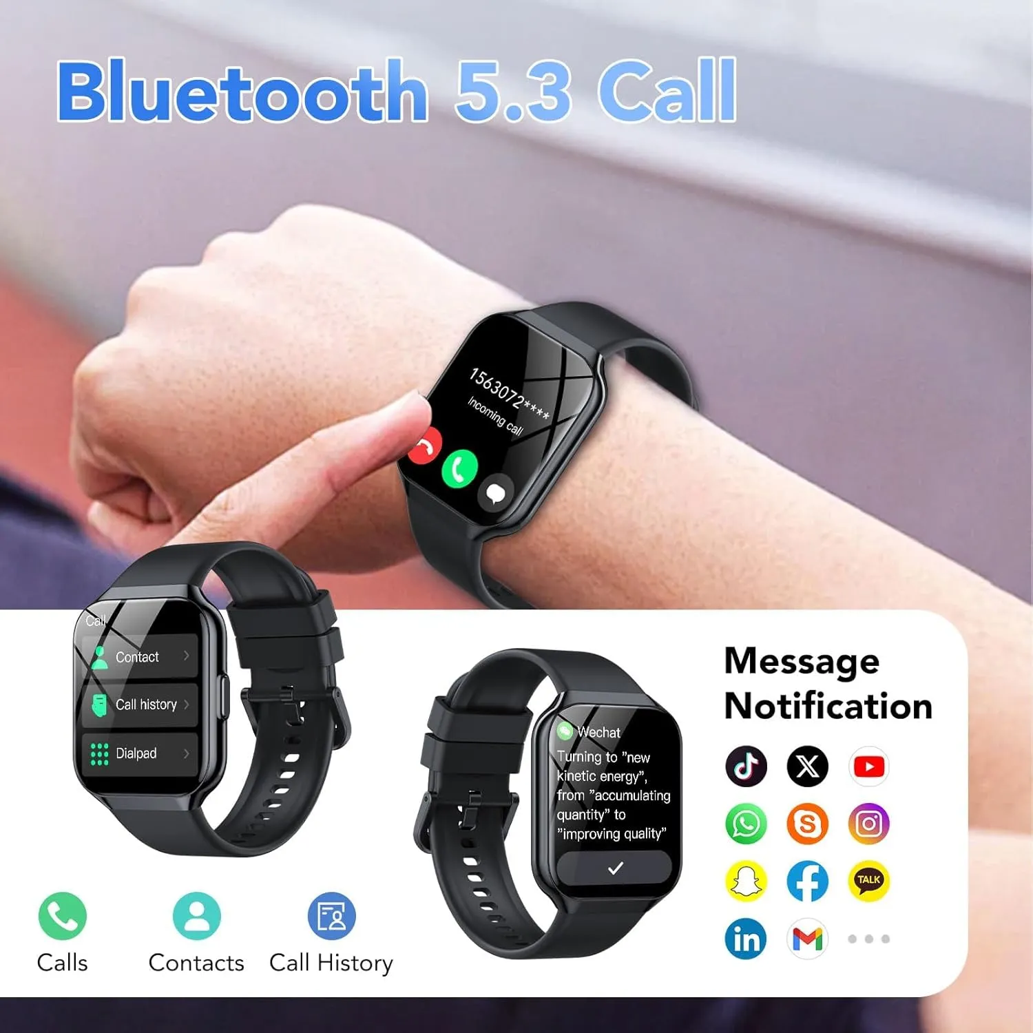 1.96" HD Smartwatch Fitness Activity Tracker, 110  Sports IP68 Waterproof, Heart Rate/Sleep Monitor/Pedometer/Calories, Fitness Watch for mennonite refine muscular Android iOS Smart Watch for Men Women (Answer/Make Call), 