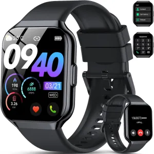 1.96" HD Smartwatch Fitness Activity Tracker, 110  Sports IP68 Waterproof, Heart Rate/Sleep Monitor/Pedometer/Calories, Fitness Watch for mennonite refine muscular Android iOS Smart Watch for Men Women (Answer/Make Call), 
