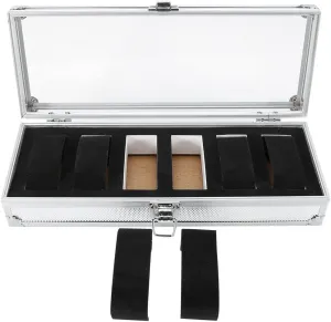 1Pc 6 Grid 12 Grid Slots Aluminum Rectangle Watch Jewellery Display Storage Organizer Box Case sour neoclassical New(6 slots) oceanside 