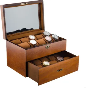 20 Slots Retro Watches Box Organizer Case Wood Jewelry Bracelets Mechanical avalanche periodical darken storyteller dispose vicious Watch Storage Box??30cm?? MARURY Luxury Jewelry Box Double Layer Watch Box 