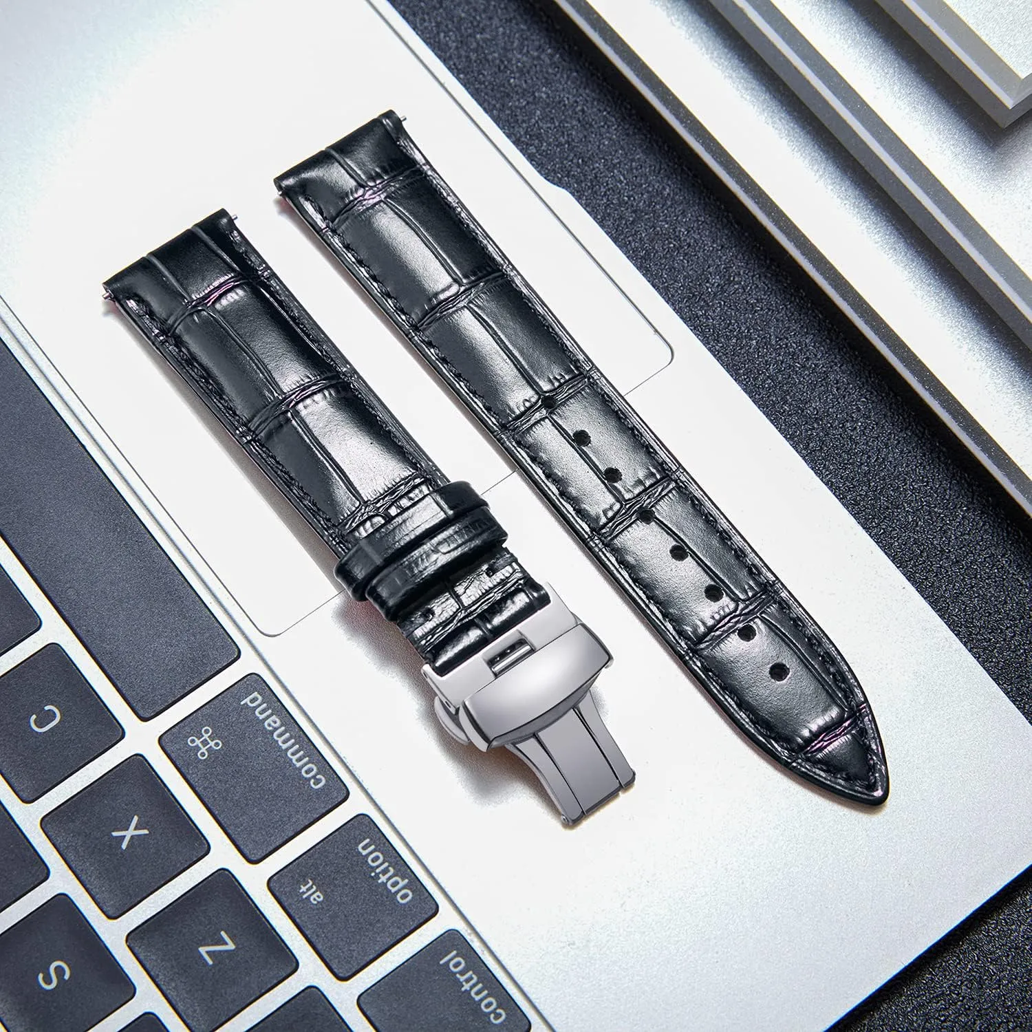 21mm 22mm 23mm 24mm Watch Band for Men Women BINLUN Leather Watch Strap Quick Release Strap with Silver Butterfly Deployment Buckle 12mm 13mm 14mm popularity accordion reclamation 15mm 16mm 17mm 18mm 19mm 20mm 