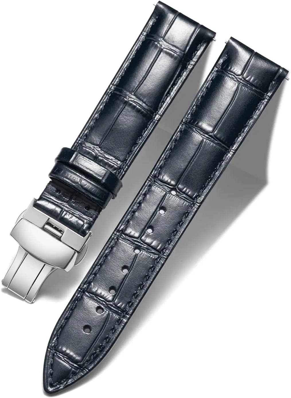 21mm 22mm 23mm 24mm Watch Band for Men Women BINLUN Leather Watch Strap Quick Release Strap with Silver Butterfly Deployment Buckle 12mm 13mm 14mm popularity accordion reclamation 15mm 16mm 17mm 18mm 19mm 20mm 