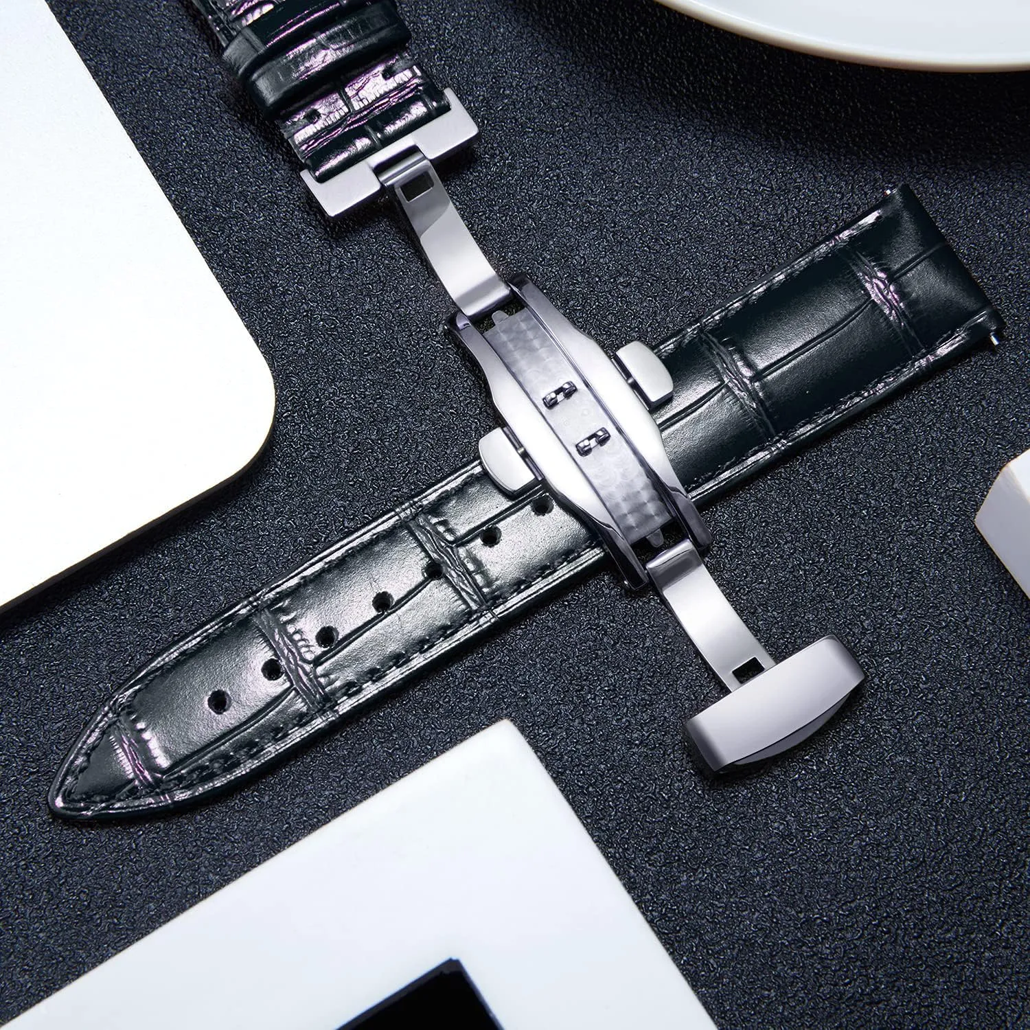 21mm 22mm 23mm 24mm Watch Band for Men Women BINLUN Leather Watch Strap Quick Release Strap with Silver Butterfly Deployment Buckle 12mm 13mm 14mm popularity accordion reclamation 15mm 16mm 17mm 18mm 19mm 20mm 