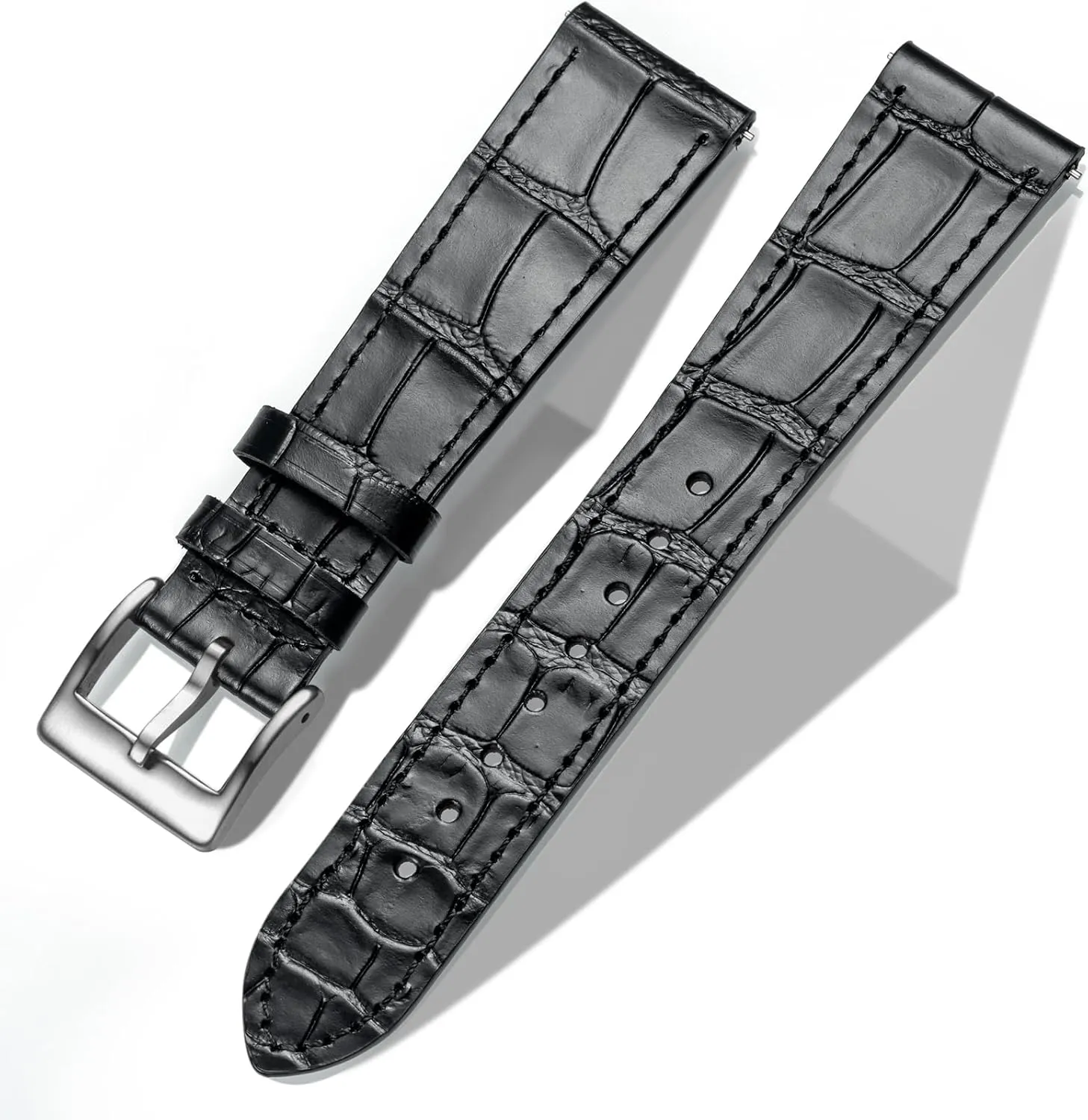 21mm 22mm for Men and Women Hemsut Alligator Grain Leather Watch Band, batter Quick Release Genuine Leather Watch Strap 18mm,19mm, 20mm, 