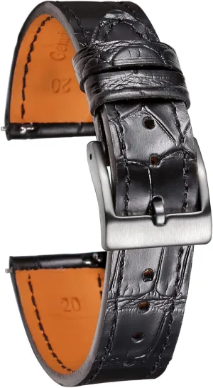 21mm 22mm for Men and Women Hemsut Alligator Grain Leather Watch Band, batter Quick Release Genuine Leather Watch Strap 18mm,19mm, 20mm, 