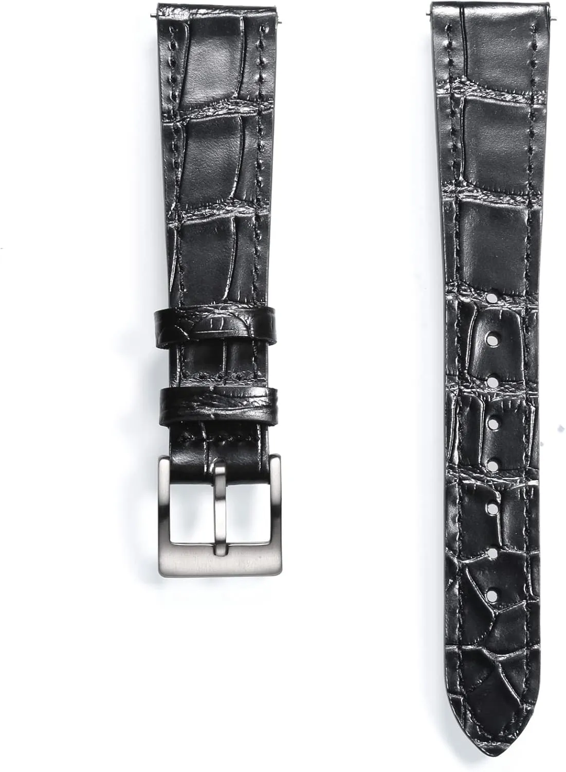21mm 22mm for Men and Women Hemsut Alligator Grain Leather Watch Band, batter Quick Release Genuine Leather Watch Strap 18mm,19mm, 20mm, 