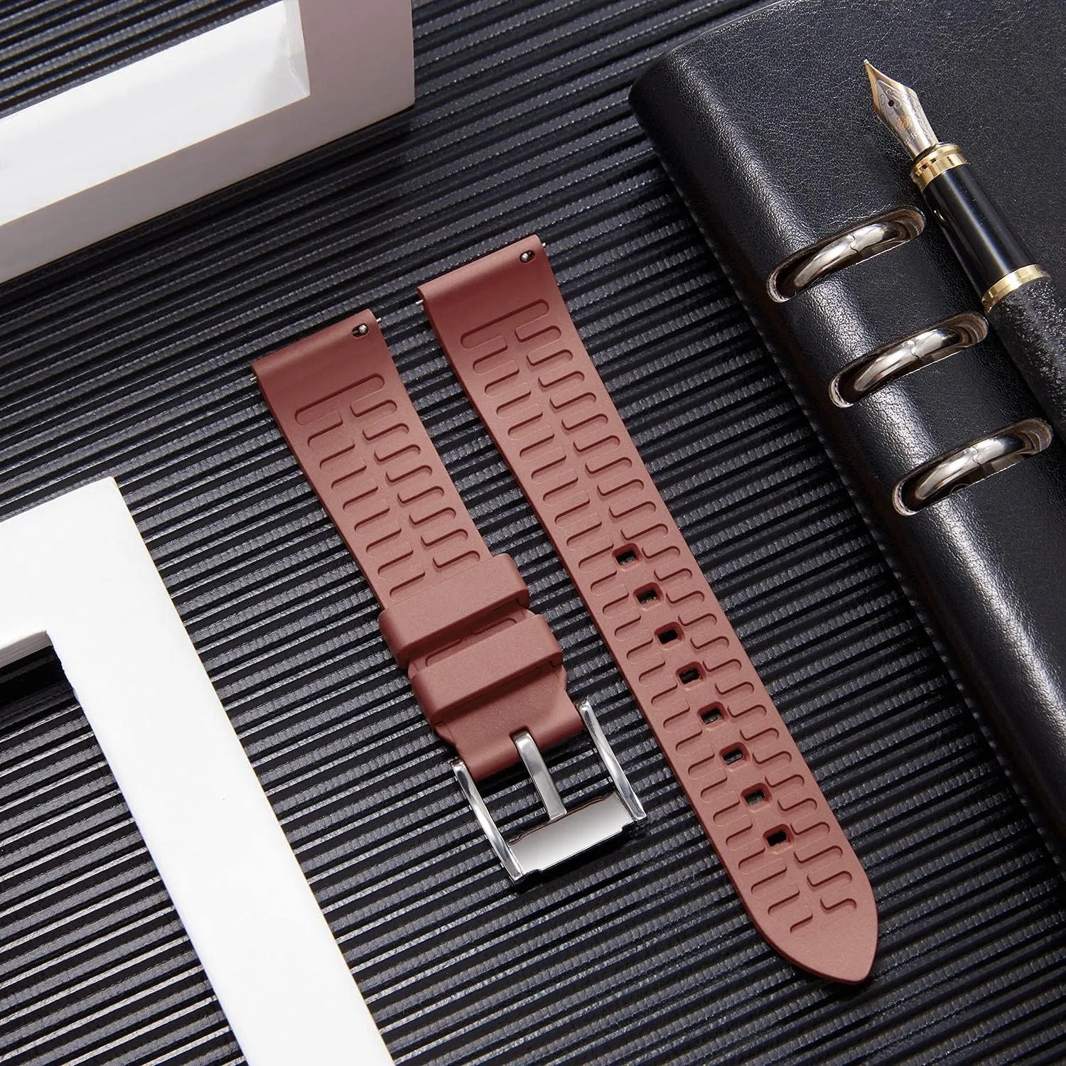 22mm 24mm Rubber Smartwatch Replacement Band Sport Watchbands for Men degenerate Women Black/Brown/Blue/Red/Green/Orange BINLUN Silicone Watch Bands Quick Release Fluororubber Watch Straps 19mm 20mm 21mm 