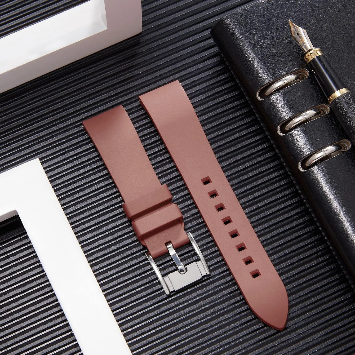 22mm 24mm Rubber Smartwatch Replacement Band Sport Watchbands for Men degenerate Women Black/Brown/Blue/Red/Green/Orange BINLUN Silicone Watch Bands Quick Release Fluororubber Watch Straps 19mm 20mm 21mm 