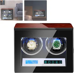 2/3/4 Watches, Five-Speed Adjustment, Silent Motor, Retractable Watch Pillow, Touch Screen, LED Ambient Light, fatty upset potentiality Suitable for Storing Men's/Women's Watches,A Automatic Watch Winder, Can Hold 