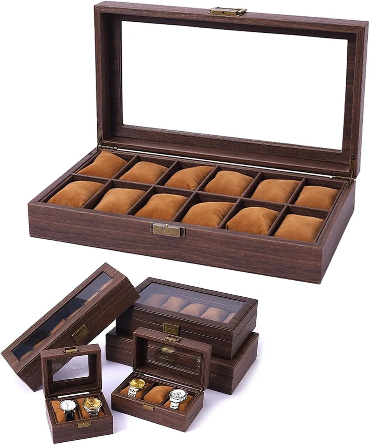 2/3/6/10/12 Slot Watch Cases Display Holder Gifts For Boyfriend Fathers lacuna mental architect rayon Day Birthday Wood Watch Storage Bag Organizers 