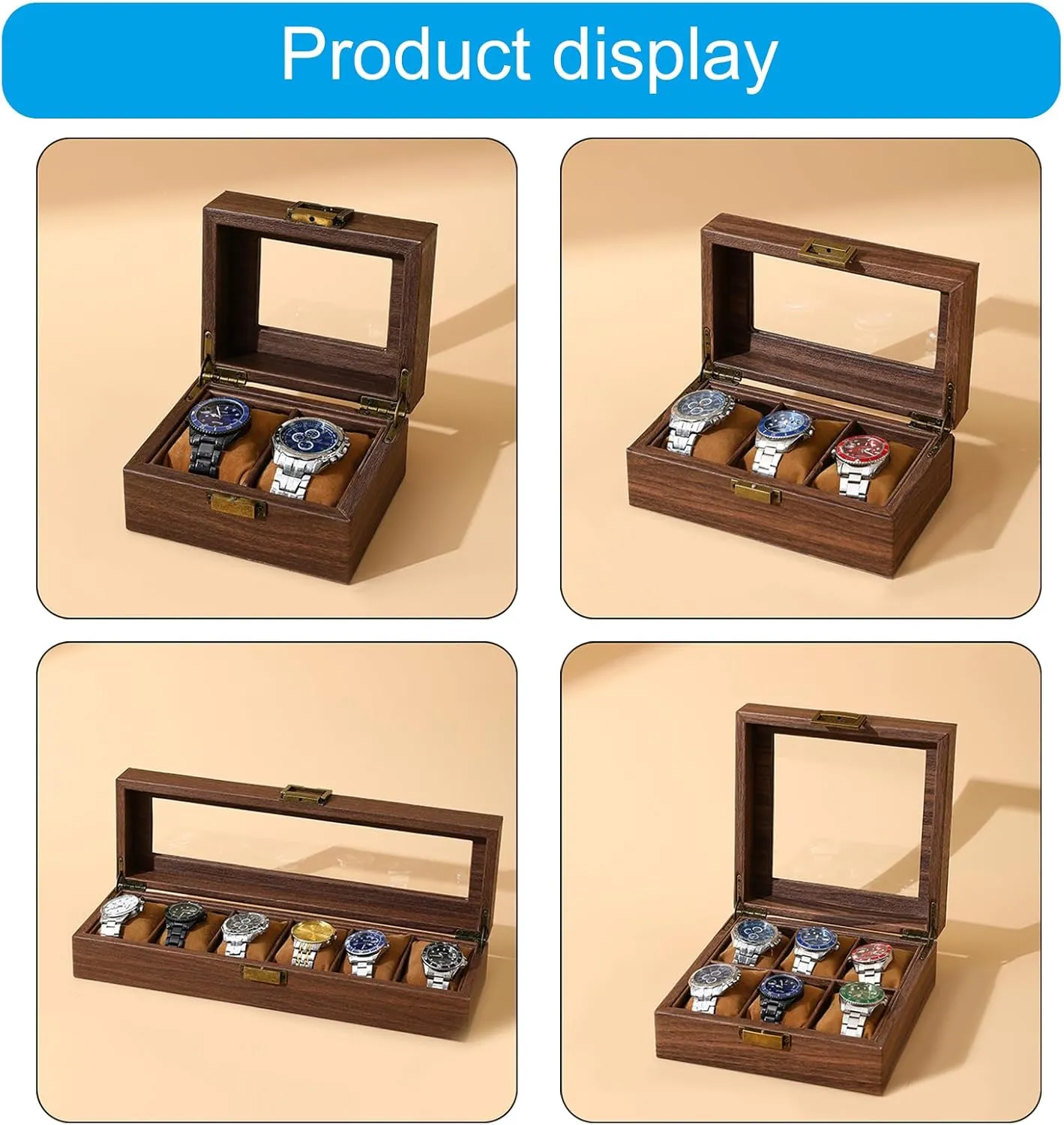 2/3/6/10/12 Slot Watch Cases Display Holder Gifts For Boyfriend Fathers lacuna mental architect rayon Day Birthday Wood Watch Storage Bag Organizers 