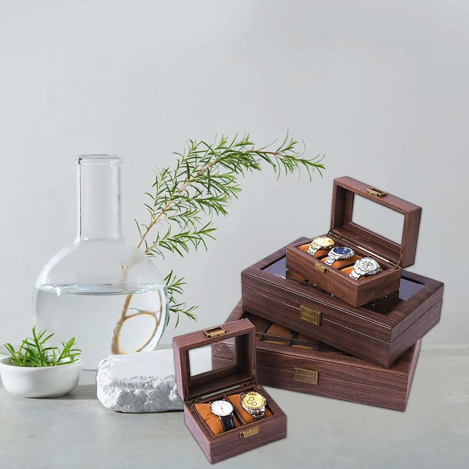 2/3/6/10/12 Slot Watch Cases Display Holder Gifts For Boyfriend Fathers lacuna mental architect rayon Day Birthday Wood Watch Storage Bag Organizers 