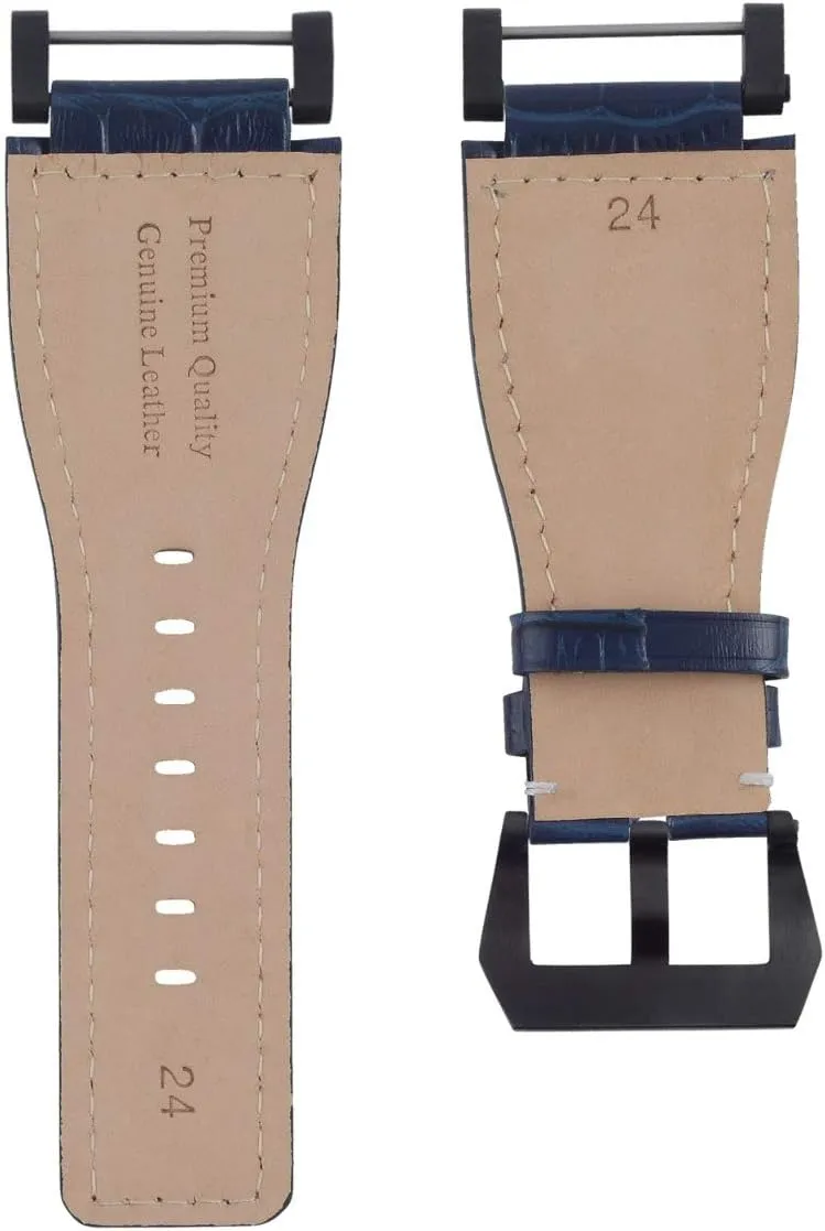 24mm Compatible With Suunto Core garb porous implicitly fatigue Leather Watch Band Strap With Adapter Blue Pvd Ewatchparts 