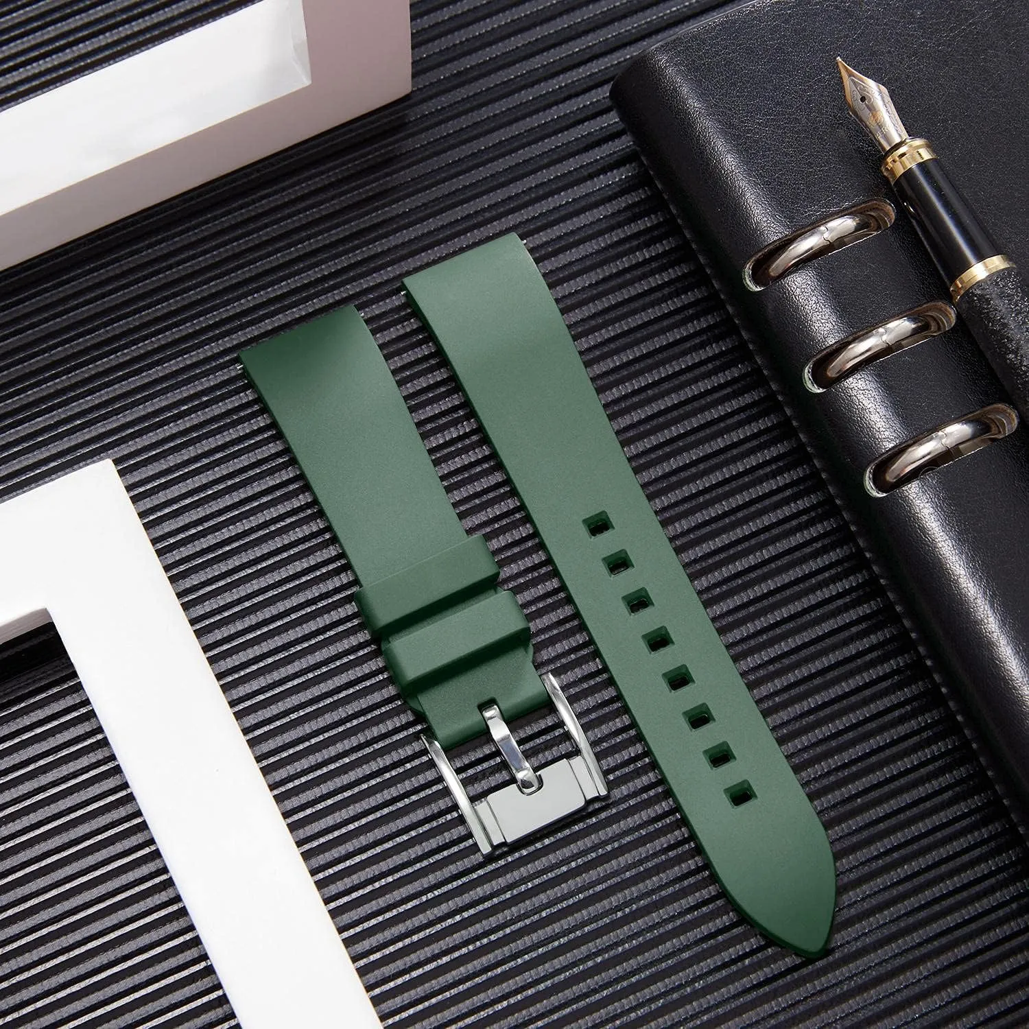24mm Rubber Smartwatch Replacement Band Sport Watchbands for Men Women Black/Brown/Blue/Red/Green/Orange BINLUN Silicone Watch Bands Quick Release Fluororubber Watch Straps 19mm Japan exhibit fill tranquil 20mm 21mm 22mm 