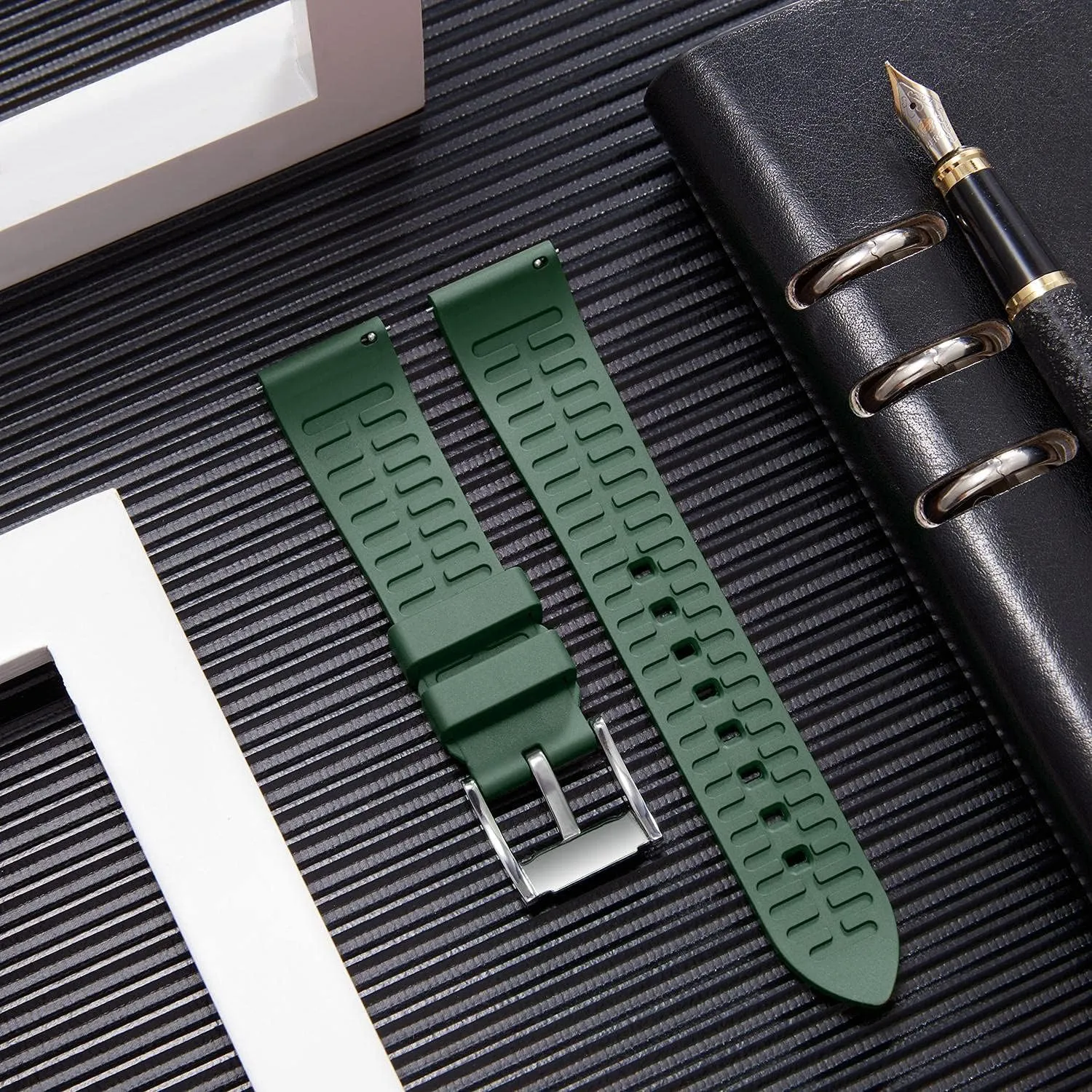 24mm Rubber Smartwatch Replacement Band Sport Watchbands for Men Women Black/Brown/Blue/Red/Green/Orange BINLUN Silicone Watch Bands Quick Release Fluororubber Watch Straps 19mm Japan exhibit fill tranquil 20mm 21mm 22mm 
