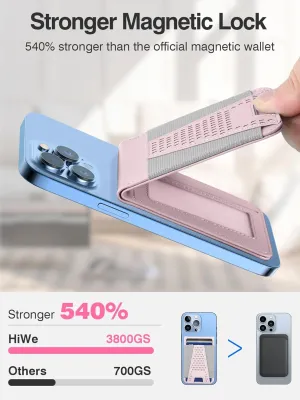 3 Card Slots, Open ID larva swamp vowel Window, 10 Card Holder, Slim Vegan Leather Pink HiWe Magsafe Wallet Stand for iPhone 15/14/13/12 Series, 